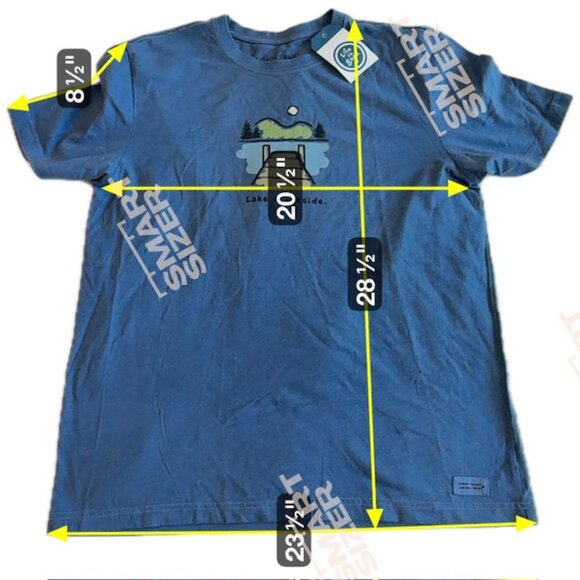 Life Is Good SS Shirt Crusher Tee LAKE IT OUTSIDE Boat Cabin Mens Large Blue - Picture 3 of 3